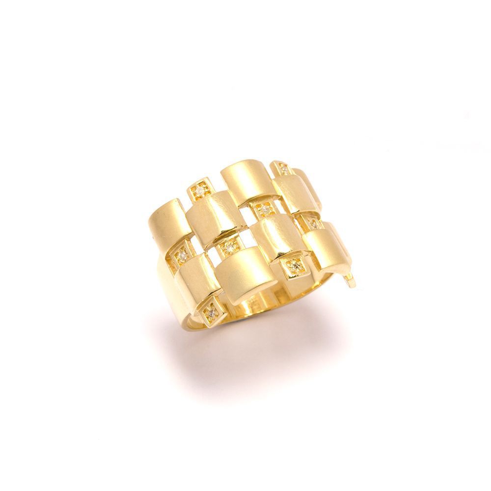 Anel Quadradinho com Brilhante em Ouro 18 Kilates - 21289